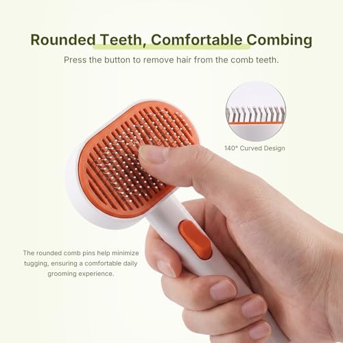 Self Cleaning Slicker Brush – High-Density Pet Grooming Comb for Hair Removal & Deshedding, Fine Teeth for Long & Short Hair, Daily Massage Grooming Tool