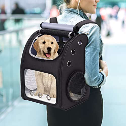 Expandable Cat Carrier Backpack, Large Space, Airline Approved, XL | Pet Carrier Backpack Up to 25 lbs, Portable Pet Travel Backpack, Ideal for Traveling/Hiking /Camping/Vet, Black - color: Black-XL