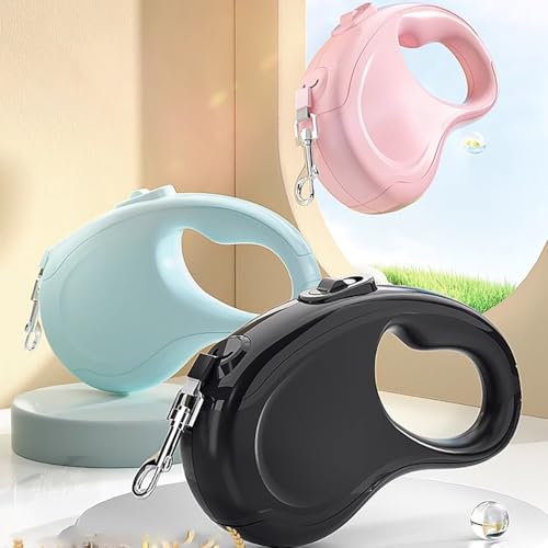 Retractable Dog Leash 16ft/10ft, Heavy Duty Extendable Lead with One-Hand Brake Lock, Tangle-Free Outlet & Ergonomic Handle, Automatic Walking Leash for Small to Medium Dogs(Blue,3M) - color: Blue, size: 3M