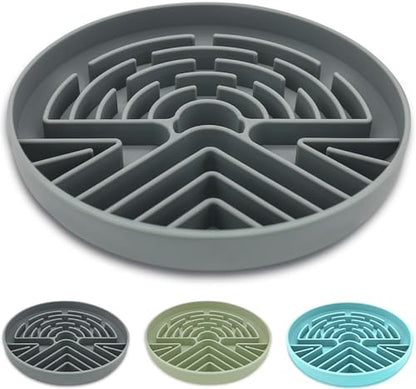 Lesipee Slow Feeder Dog Bowl for Large & Small Dogs, Anti Choking Puzzle Dog Food Bowl with Non-Slip Base, Interactive Pet Slow Eating Tool, Silicone Cat Feeding Mat for Puppies & Cats(Grey) - color: Grey