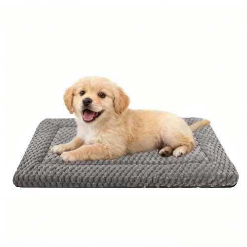 Dog Bed Crate Mat, Soft Durable Washable Anti-Slip Kennel Pad for Dogs & Cats, Reversible (Light Gray, S(24"*18"*1.5")) - color: Light Gray, size: S(24"*18"*1.5")