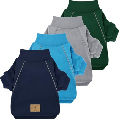 XPUDAC 4 Pack Dog Sweaters Fleece Dog Sweatshirt Winter Pet Clothes for Small Medium Dogs Boy Girl Pullover Puppy Christmas Outfits Cat Apparel, Grey, Blue, Navy, Green, 2XL - color: Grey, Blue, Navy, Green, size: XX-Large(Chest-23.2")