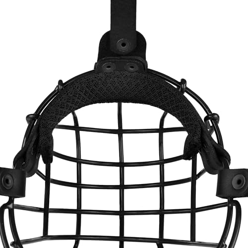 Pitbull Dog Muzzle Metal Mask Amstaff Secure Wire Basket Adjustable Durable Leather Straps for Large Dogs (Black) - color: Black