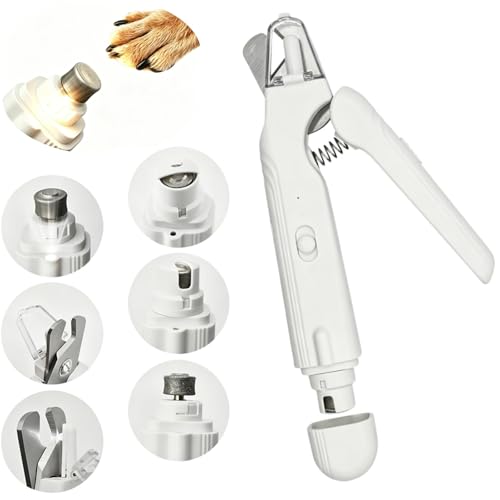 Quiet 2 in 1 Dog Nail Clippers & Cat Claw Trimmers,USB Rechargeable Claw Clippers for Small Medium Dogs and Cats,Cordless Safe Guard Nail Grinder with LED Lights White - color: White