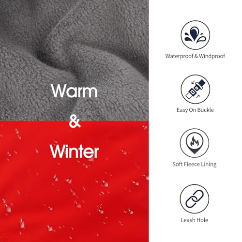 IECOii Extra Warm Reflective Adjustable Dog Jacket - Winter Coat with Buckle Fleece Turtleneck for Small to Extra Large Dogs - color: Red, size: Small(Chest:12.6-16.5 in)