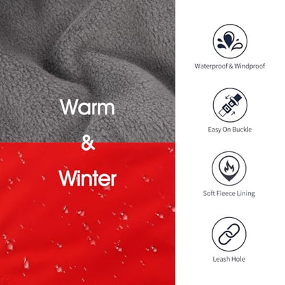 IECOii Extra Warm Reflective Adjustable Dog Jacket - Winter Coat with Buckle Fleece Turtleneck for Small to Extra Large Dogs - color: Red, size: Small(Chest:12.6-16.5 in)