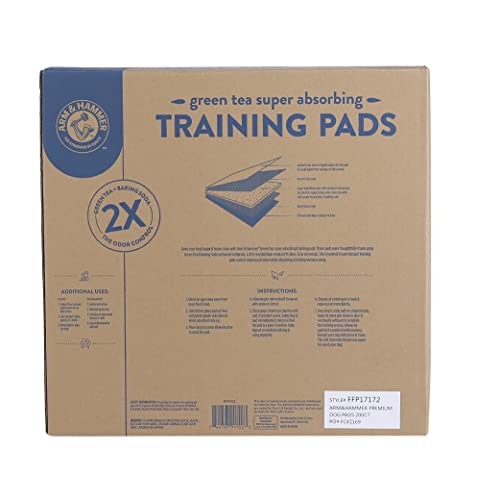Arm & Hammer Green Tea Pet Training Pads, 200 Count, Super Absorbent with Green Tea and Baking Soda, 2X Odor Control, 5-Layer Leak-Proof Construction, 22.5 x 22.5 Inch - size: 22.5" x 22.5" 200 Count