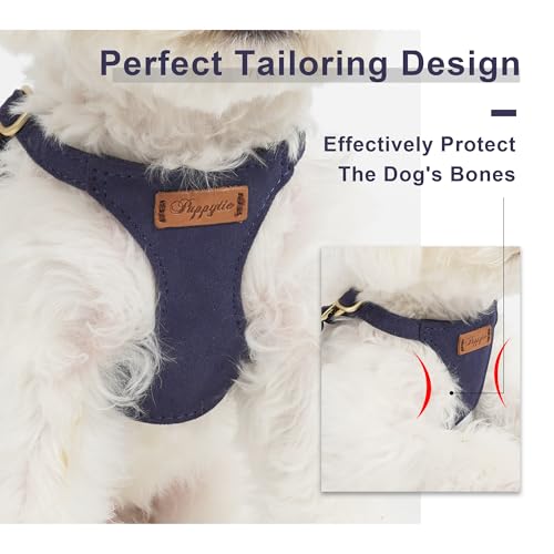Puppytie Small Dog Harness with Multifunction Dog Leash,Lightweight Soft Adjustable No Choke Escape Proof Pet Harness Vest Pet Harness Vest,Navy,S - color: Navy, size: S(9-17.5lb）