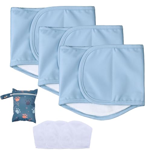 AIO Male Belly Bands for Dogs - Dog Diapers Male -Belly Bands for Male Dogs- High Absorbing Dog Wraps Washable - Reusable Large Doggy Doggie Puppy Dog Diapers - color: Cool Blue, size: X-Large (15.75"-19.7")