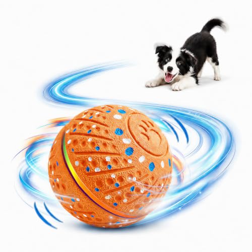 Interactive Dog Ball Toy for Small Medium Dogs – Automatic Rolling, Bouncing & Moving Dog Toy with LED Lights, 2-in-1 Fetch Toy, Durable E-TPU, USB Rechargeable (2.8” Orange) - color: Orange, size: Medium (2.8" / 70mm) – 019
