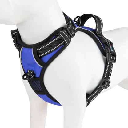PHOEPET No Pull Dog Harnesses for Small Puppies Reflective Adjustable Front Clip Vest with 2 Metal Leash Attachment Hooks Soft Handle [Over The Head Design](S, Royal Blue) - color: Royal Blue, size: Small