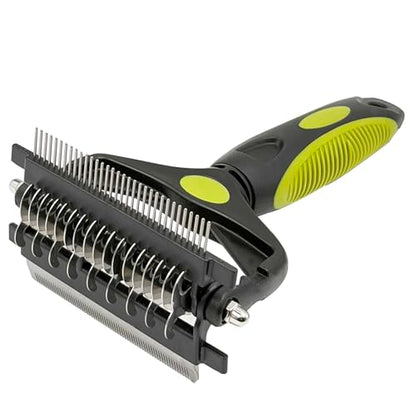 3-in-1 Pet Grooming Comb Dematting Tool - Double Sided Shedding, Dematting Undercoat Rake for Dogs and Cats, Grooming Brush with Stainless Steel Teeth, Detangler Comb for Matted Fur Removal