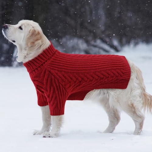 Large Dog Sweaters, Pet Sweaters for Large Dogs, Pets Sweatshirt Apparel Turtleneck Pullover Winter Pitbull, Samoyed (Red, L) - color: Red1, size: Large