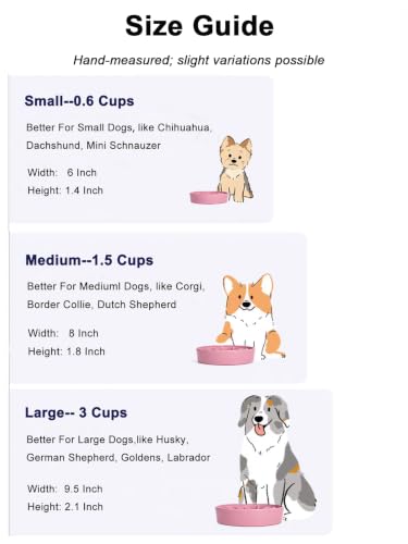 LE TAUCI Slow Feeder Dog Bowls Ceramic, 1.5 Cups Dog Food Bowl, Puppy Slow Feeder Dish for Fast Eaters,Pink Bloom - color: Pink Bloom, size: M-1.5 Cups