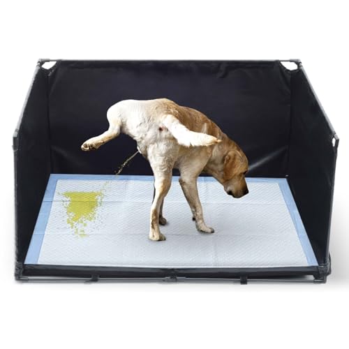 Dog Litter Box Indoor for Medium Dogs,Pee Pad Holder with High Walls(34.64"*28.34"*17.72"),No-Spill Pee Pad Holder with Foldable Pet Toilet,Easy Clean Puppy Litter Box for Dogs (Large) - size: Large