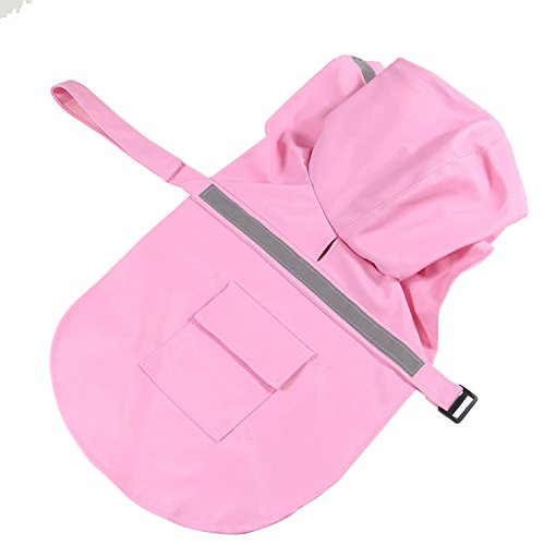 Creation Core Outdoor Pet Puppy Dog Lightweight Breathable Adjustable Waterproof Leisure Raincoat Jacket with Reflective Strip(Pink,M)