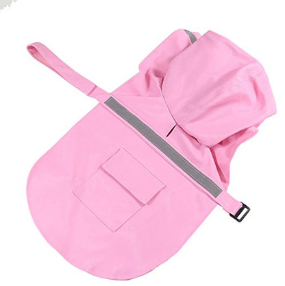 Creation Core Outdoor Pet Puppy Dog Lightweight Breathable Adjustable Waterproof Leisure Raincoat Jacket with Reflective Strip(Pink,M)