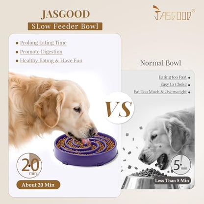 JASGOOD Slow Feeder Bowl for Large Dogs, Anti-Gulping Pet Bowl, Prevents Bloat & Choking - color: N-Taro purple