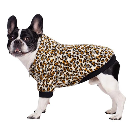 French Bulldog Clothes Dog Hoodie Sweatshirts with Pockets for Small Dogs Puppy Chihuahua Coat Clothing Pet Cat Hoodie Fleece Dog Sweaters Costume - color: Leopard, size: XS