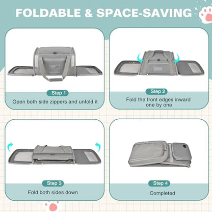 Soft Cat Carrier for Pets Up to 20 Lbs, Collapsible Cat Carrier Bag with Privacy Curtains, Airline Approved Small Pet Carrier for Small Medium Cats Dogs Puppy, Washable Soft Pet Travel Bag Dog Carrier - color: Gray