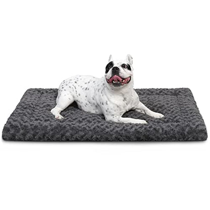 Washable Dog Bed Mat Crate Pad Soft Fluffy Pet Kennel Beds Dog Sleeping Mattress for Large Jumbo Medium Small Dogs, 30 x 19 Inch, Gray - color: Grey, size: 30.00" x 19.00" x 1.50"