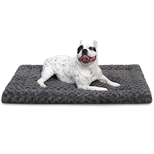 Washable Dog Bed Mat Crate Pad Soft Fluffy Pet Kennel Beds Dog Sleeping Mattress for Large Jumbo Medium Small Dogs, 30 x 19 Inch, Gray - color: Grey, size: 30.00" x 19.00" x 1.50"