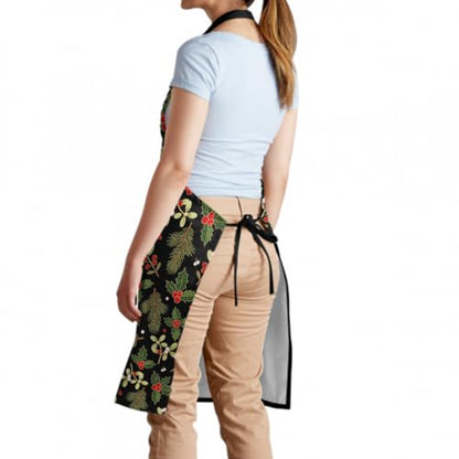 Sweetshow Cute Dog Apron with 2 Pockets and Adjustable Neck Waterproof Kitchen Cooking Dog Grooming Aprons for Women Men - color: Holly Berry