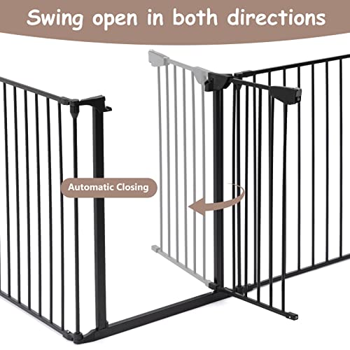 196" Extra Wide Baby Gate Metal Safety Playpen - Fireplace Fence for Toddler/Pet/Dog, Max Length 196", 8-Panel (30" H, Black) - size: 196" Wide, 8-Panel (30" H)