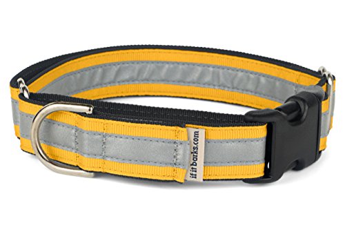 If It Barks 1" Reflective Martingale Collar with Quick Snap Buckle for Dogs, Adjustable, Made in USA,Small, Yellow Gold - color: Yellow Gold, size: Small w/Buckle