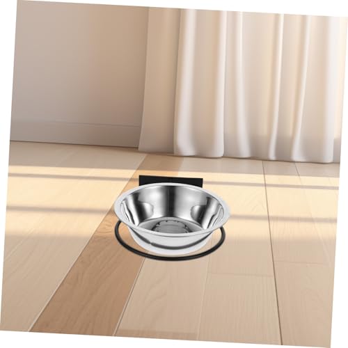 Hemoton Space-Saving Wall-Mounted Dog Bowl Raised Cat Bowls Pet Feeder Station Dog Food Holder Stainless Steel