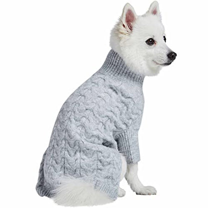 Blueberry Pet Classic Fuzzy Textured Knit Pullover Turtle-Neck Dog Sweater in Heather Grey, Back Length 10", Pack of 1 Clothes for Dogs - color: Heather Grey, Turtle-neck, size: 10 inch