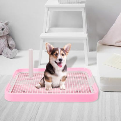 Kisangel Plastic Dog Toilet Potty Tray with Detachable Anti-Slip Mesh, Indoor Puppy Pee Station for Small & Medium Dogs, Pet Toilet for Home Office Kitchen & Bathroom - color: Pink