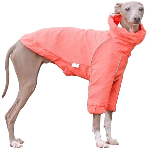 Turtleneck Dog Windbreaker Jacket for Italian Greyhound, Lightweight Windproof Dog Coat with Reflective Strip Whippet Clothing Pet Outdoor Clothes for Small Medium Dogs(Orange,M) - color: Orange, size: M