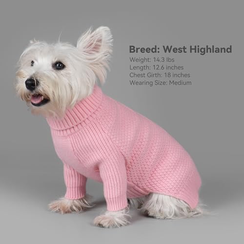 cyeollo Small Dog Sweater with Long Sleeves, Warm Turtleneck Knitwear Dog Clothes Girl Puppy Sweaters for Small Dogs Cats Apparel, Pink, S - color: Pink, size: Small