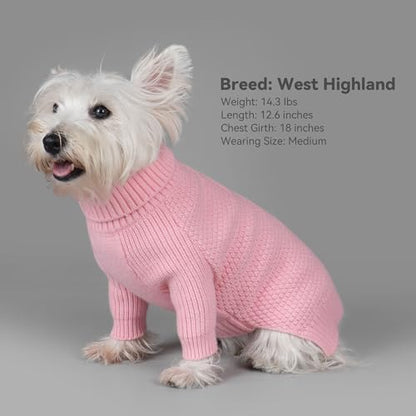cyeollo Small Dog Sweater with Long Sleeves, Warm Turtleneck Knitwear Dog Clothes Girl Puppy Sweaters for Small Dogs Cats Apparel, Pink, S - color: Pink, size: Small