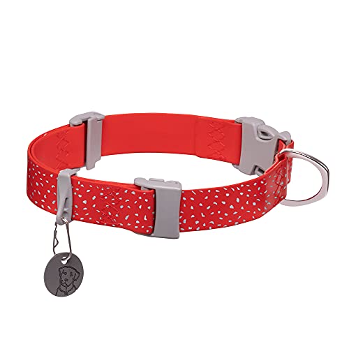 Ruffwear, Confluence Dog Collar, Waterproof Heavy Duty Quick Release Buckle, Odor-Resistant Easy Clean Adjustable TPU Webbing with & Silent ID Attachment, Red Sumac, 20"-26" - color: Red Sumac, size: 20"-26"