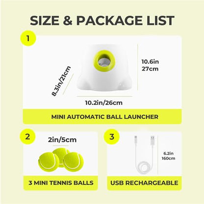 AFP Automatic Ball Launcher Dog Ball Thrower Machine Interactive Hyper Fetching Toy for Large Dogs, 3 Tennis Balls Included, Max Version - size: Mini Size