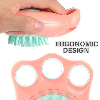 DOITOOL Pet Bath Massage Brush for Dogs and Pets with Comfortable Silicone Grip, Ergonomic Shape, and Shampoo Dispenser for Easy Bathing and Grooming