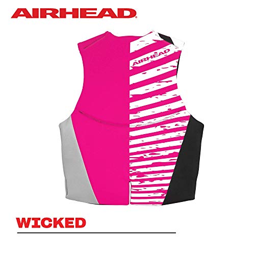 Airhead Wicked Kwik-Dry NeoLite Flex Life Jacket for Kids - USCG Approved Life Vest for Youth, Child & Infant, Watersports Vest for Boating, Tubing & Swimming, Hot Pink - size: Youth