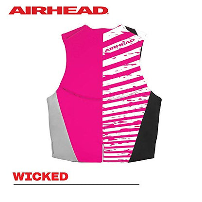 Airhead Wicked Kwik-Dry NeoLite Flex Life Jacket for Kids - USCG Approved Life Vest for Youth, Child & Infant, Watersports Vest for Boating, Tubing & Swimming, Hot Pink - size: Youth