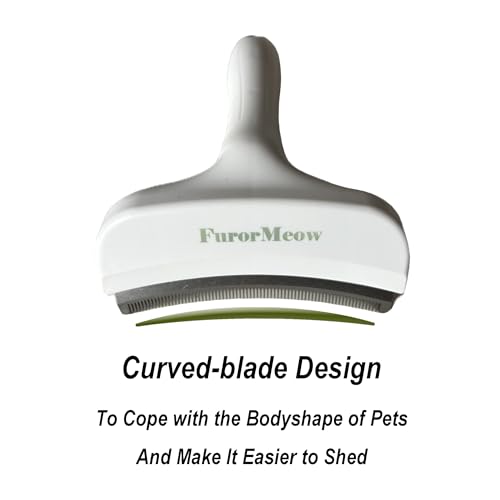 Pet Deshedding Tool with Curve Blade, Cat Grooming Brush, Tight V-shaped Teeth Shedding Comb for Cats and Dogs (White, Large) - color: White, size: Large