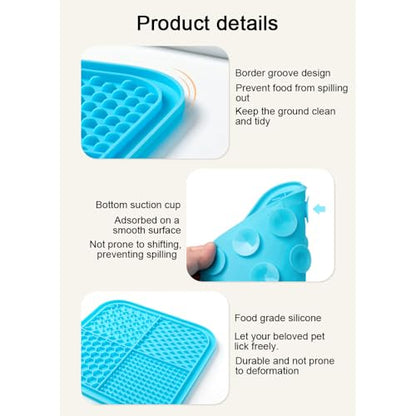 Lick Mat for Dogs & Cats 3 Pack with Suction Cups, Slow Feeder Bowls, Cat Lick Mat for Anxiety Relief, Dog Toys to Keep Them Busy, Enrichment Toys for Bathing, Cat Licking Pad for Boredom
