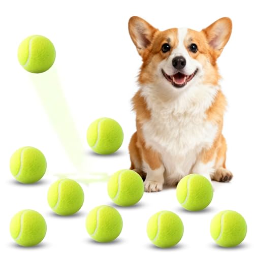 10 Pack of 2 Inch Mini Tennis Balls for Small Dogs, Fetch & Chew Toys, Compatible with 2" Automatic Ball Launchers for Interactive Play (Green 3)