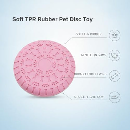 Soft TPR Rubber Dog Disc Toy, Flexible 8.7 Inch Flying Disc for Outdoor Fetch Training - color: Pink