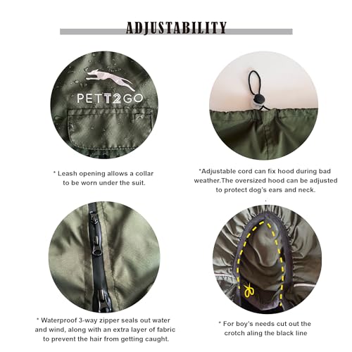 2-Layer Dog Outdoor Apparel Set (XL) – Lightweight Thermal Fleece Vest with High Collar & Stretch Comfort Plus Water-Repellent Hooded Windbreaker, Reflective Packable Protection for Walking &