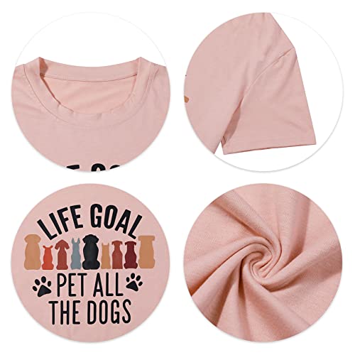 Dog Mom T-Shirt for Women - Pet Lover Shirt With Funny Saying Letter Print - All The Dogs Dog Mama Tee Top - color: Pink-a, size: Medium