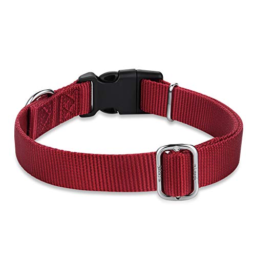 Hyhug Small Dog Collar Quick-Release Red| Heavy-Duty Nylon Puppy Collar, Adjustable & Durable Pet Supplies for Boy & Girl Dogs (Small, Red) - color: Red, size: Small