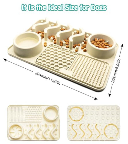 Slow Feeder Mat, Silicone Lick Mat with Suction Cups for Dog Cat, Puzzle Snuffle Mat for Pet Smell Training Bored Puppy, Interactive Sniff Mat Slow Eating Keep Busy (Beige)