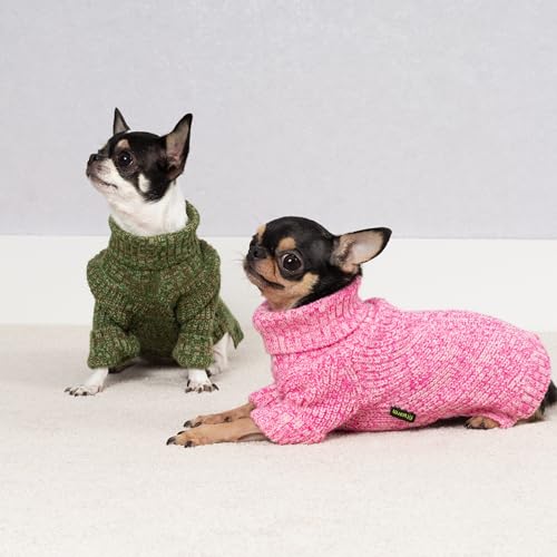 Fitwarm Knitted Turtleneck Dog Sweater, Thermal Dog Winter Clothes for Small Dogs Boy Girl, Holiday Pet Outfit, Heather Green, XS - color: Heather Green, size: X-Small