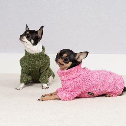 Fitwarm Knitted Turtleneck Dog Sweater, Thermal Dog Winter Clothes for Small Dogs Boy Girl, Holiday Pet Outfit, Heather Green, Small - color: Heather Green, size: Small